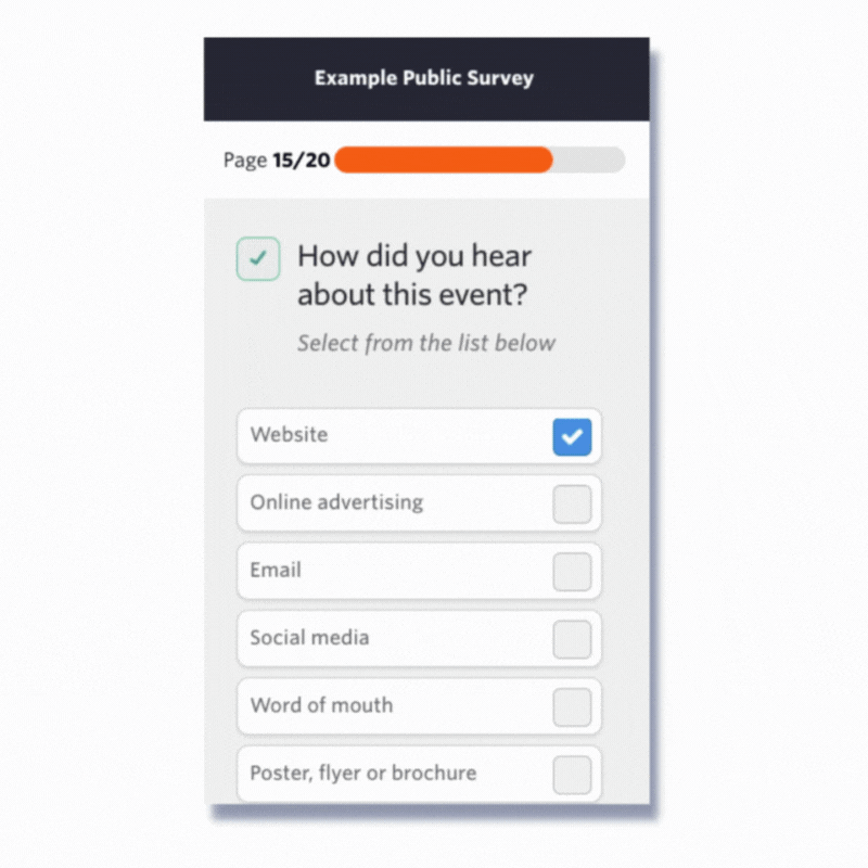 A GIF showing the old and new look for the survey platform